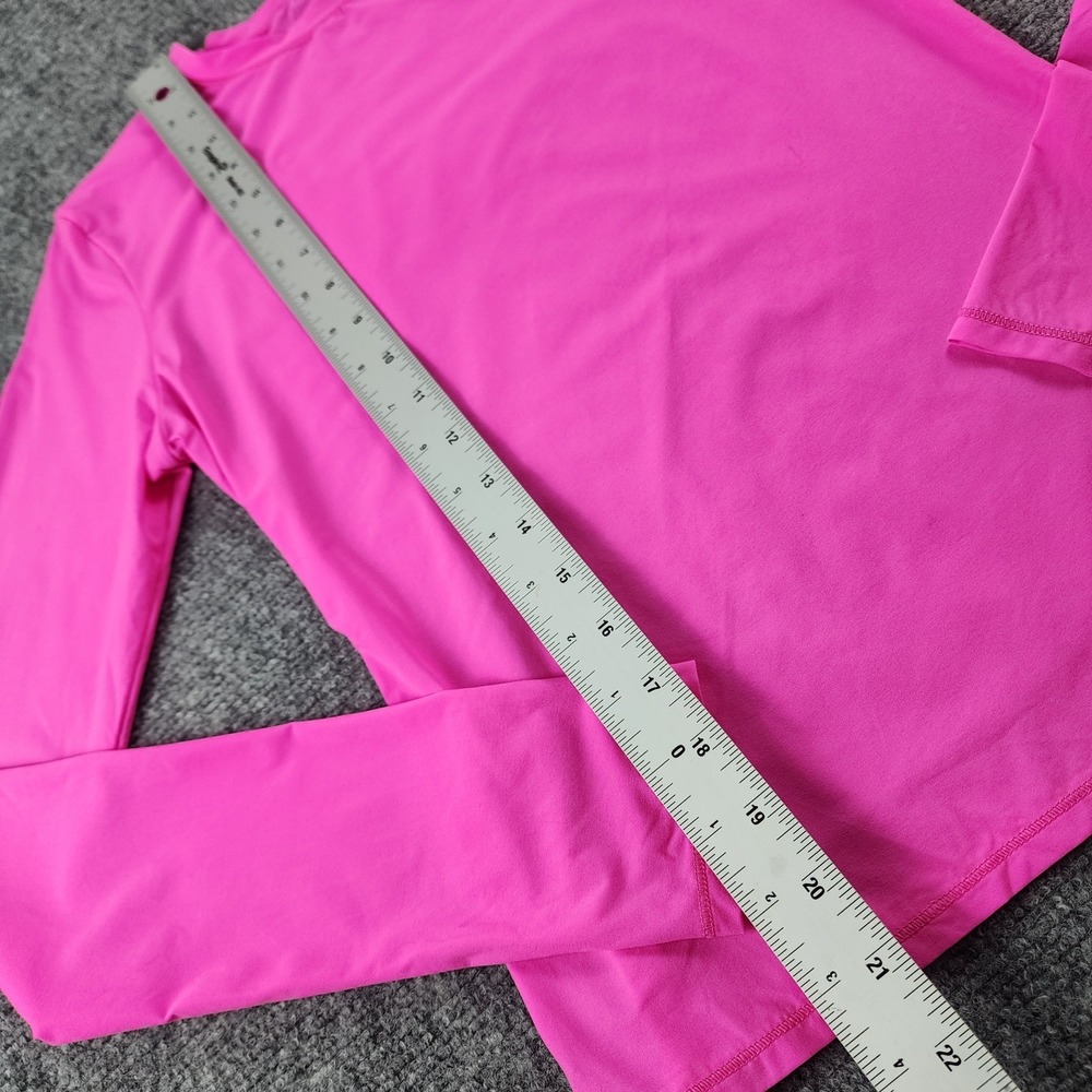 INLYRIC Long Sleeve Top M Inbarely Layer Glitter Rose‎ Hot Pink Stretch 80s Neon - Picture 3 of 6